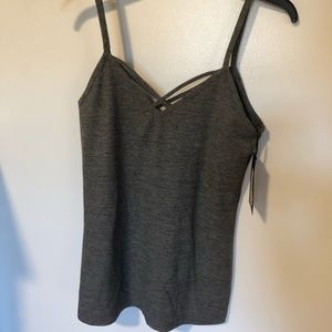 CHASER Gray Cross Back Tank Top